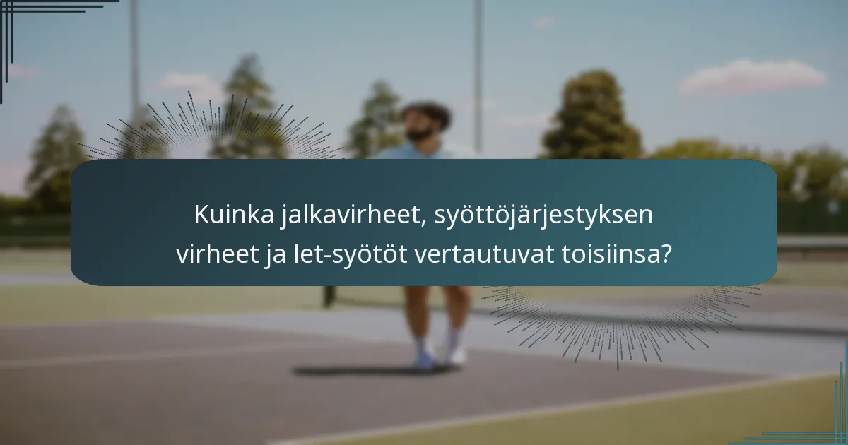 Kuinka jalkavirheet, syöttöjärjestyksen virheet ja let-syötöt vertautuvat toisiinsa?