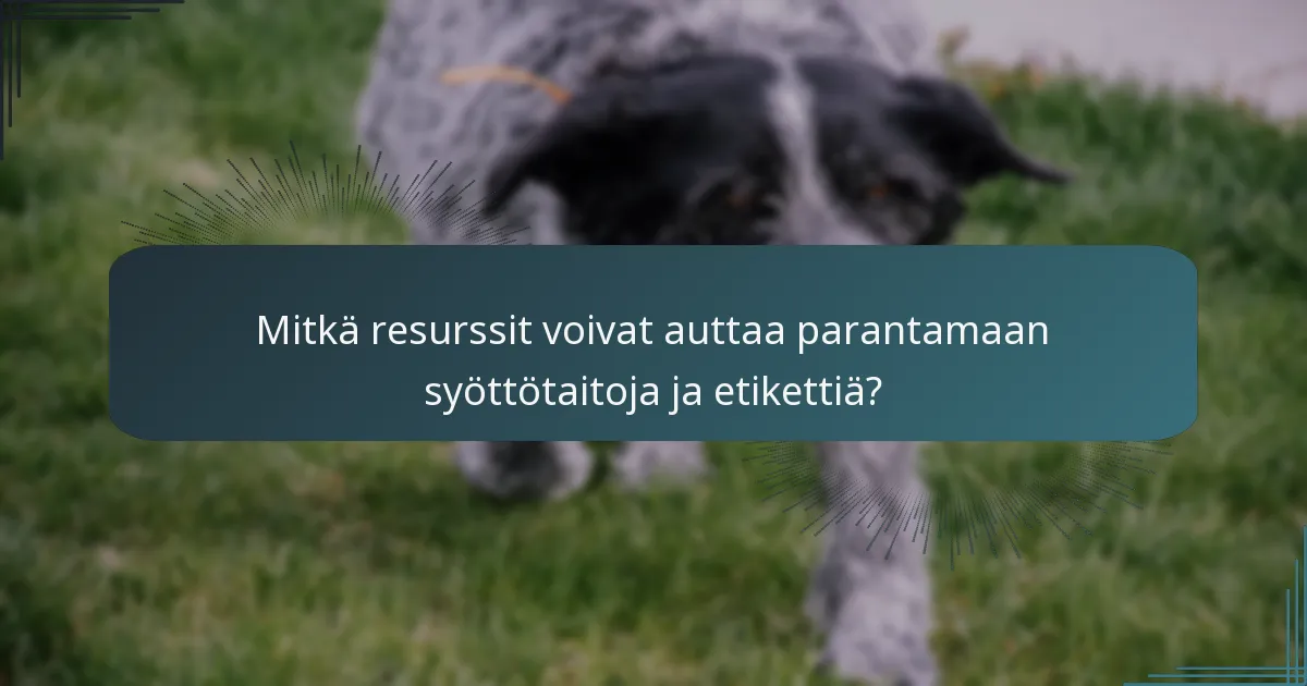 Mitkä resurssit voivat auttaa parantamaan syöttötaitoja ja etikettiä?