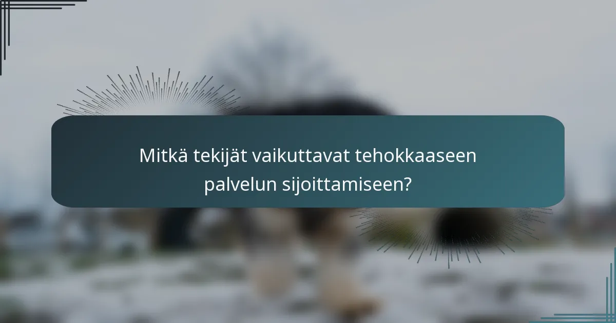 Mitkä tekijät vaikuttavat tehokkaaseen palvelun sijoittamiseen?